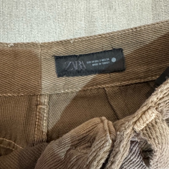 Zara Brown Corduroy Pants high waisted wide leg - Picture 2 of 6